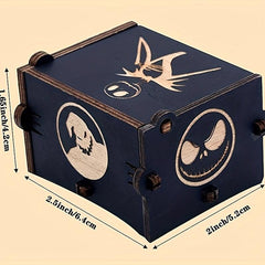 Wooden Engraved Music Box Christmas Halloween Birthday Room Decoration