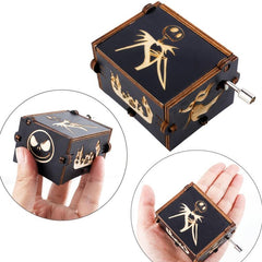 Wooden Engraved Music Box Christmas Halloween Birthday Room Decoration