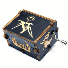 Wooden Engraved Music Box Christmas Halloween Birthday Room Decoration