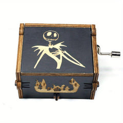 Wooden Engraved Music Box Christmas Halloween Birthday Room Decoration