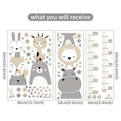 Animals Wall Sticker Bear Lion Height Measurement Ruler Wall Decals