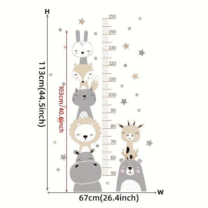 Animals Wall Sticker Bear Lion Height Measurement Ruler Wall Decals