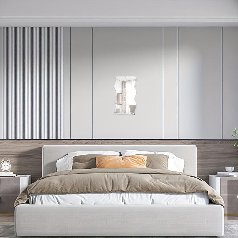 6pcs Adhesive Wavy Acrylic Mirror Sticker for Home Decor