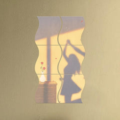 6pcs Adhesive Wavy Acrylic Mirror Sticker for Home Decor