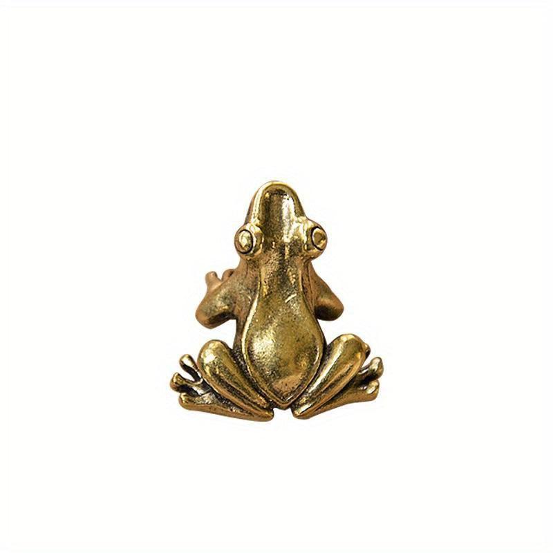 Retro Copper Frog Figurine Desktop Ornament and Tea Pet Decor