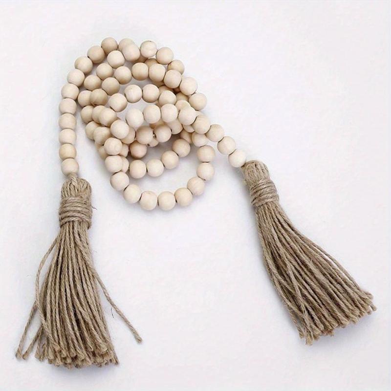Wooden Bead Tassel Wall Hanging Boho Decor Home Accent