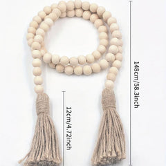Wooden Bead Tassel Wall Hanging Boho Decor Home Accent