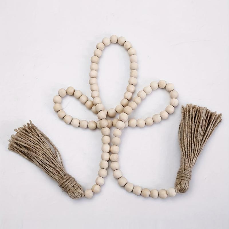 Wooden Bead Tassel Wall Hanging Boho Decor Home Accent