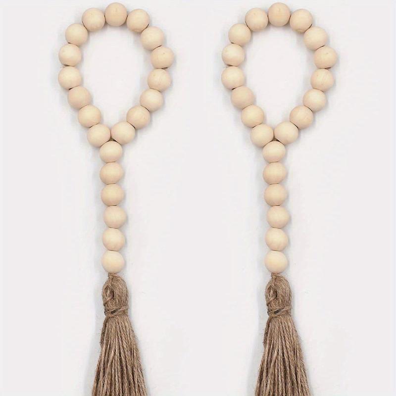 Wooden Bead Tassel Wall Hanging Boho Decor Home Accent