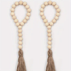 Wooden Bead Tassel Wall Hanging Boho Decor Home Accent