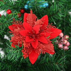 5pcs Gold Poinsettia Artificial Flowers with Clips and Stems for Christmas