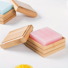 Bamboo Soap Storage Box with Lid, Durable Soap Holder