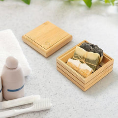 Bamboo Soap Storage Box with Lid, Durable Soap Holder