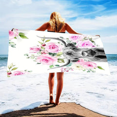 Highland Cattle Beach Towel Thin Quick Dry & Absorbent Oversized