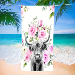 Highland Cattle Beach Towel Thin Quick Dry & Absorbent Oversized