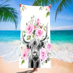 Highland Cattle Beach Towel Thin Quick Dry & Absorbent Oversized
