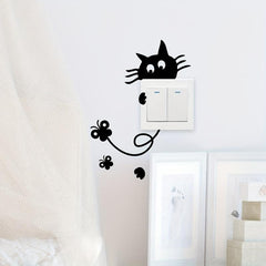 Cat Wall Sticker Switch Decoration Self-adhesive for Bedroom