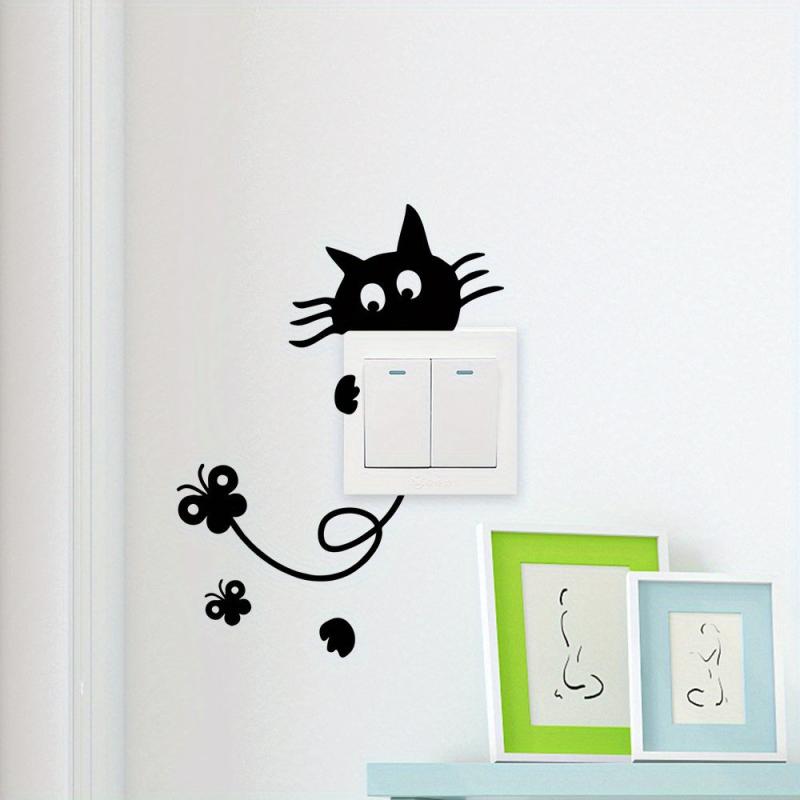 Cat Wall Sticker Switch Decoration Self-adhesive for Bedroom