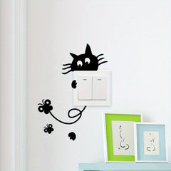 Cat Wall Sticker Switch Decoration Self-adhesive for Bedroom