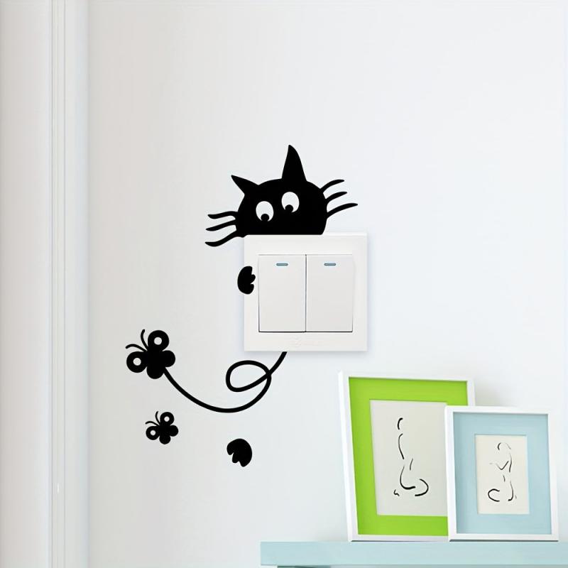 Cat Wall Sticker Switch Decoration Self-adhesive for Bedroom
