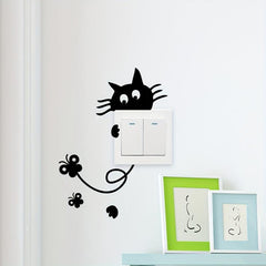 Cat Wall Sticker Switch Decoration Self-adhesive for Bedroom