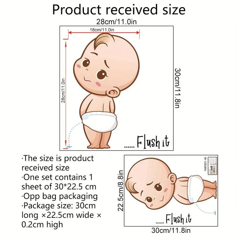 Little Kid 'Flush It' Toilet Stickers - Bathroom Decor