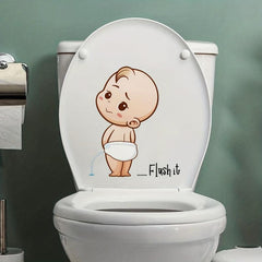 Little Kid 'Flush It' Toilet Stickers - Bathroom Decor