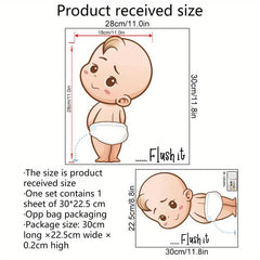 Little Kid 'Flush It' Toilet Stickers - Bathroom Decor