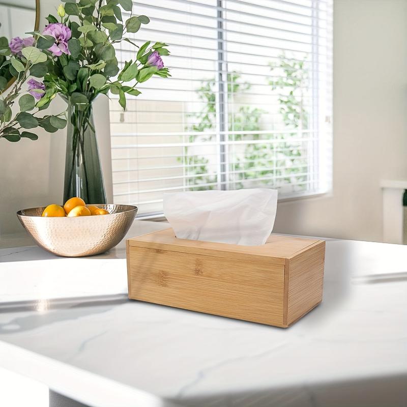 Wooden Tissue Box Cover Napkin Dispenser Rectangular Holder