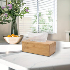 Wooden Tissue Box Cover Napkin Dispenser Rectangular Holder