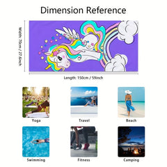 Unicorn Print Beach Towel Soft Microfiber Pool Bath Towel