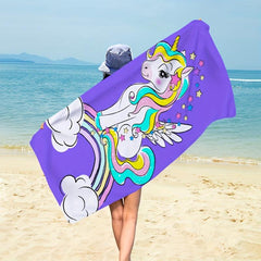 Unicorn Print Beach Towel Soft Microfiber Pool Bath Towel