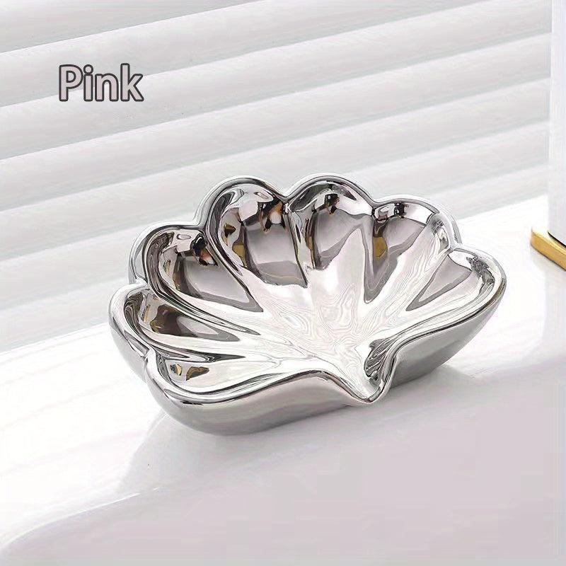 Ceramic Shell Soap Dish Self Draining Soap Holder
