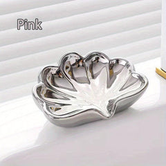 Ceramic Shell Soap Dish Self Draining Soap Holder