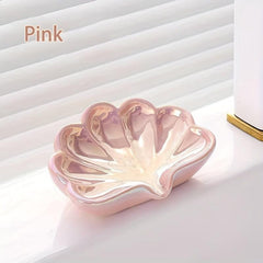 Ceramic Shell Soap Dish Self Draining Soap Holder