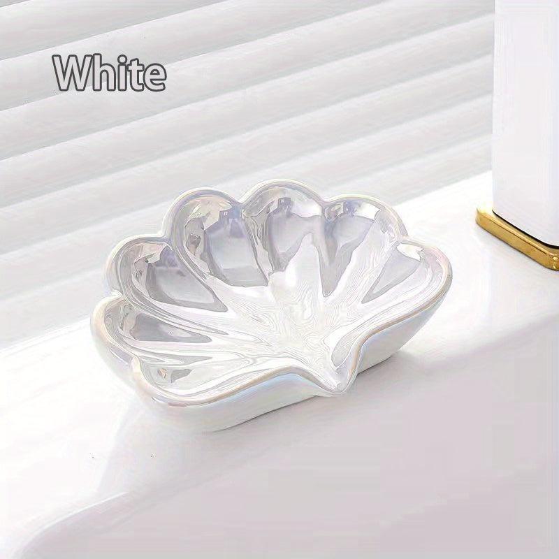Ceramic Shell Soap Dish Self Draining Soap Holder