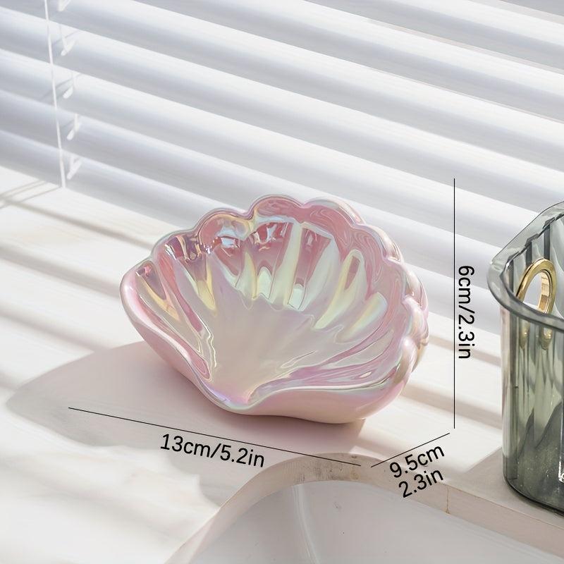 Ceramic Shell Soap Dish Self Draining Soap Holder