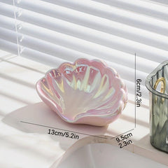 Ceramic Shell Soap Dish Self Draining Soap Holder