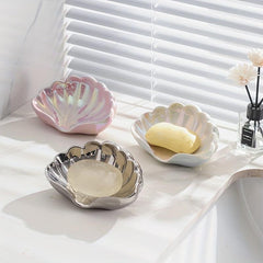 Ceramic Shell Soap Dish Self Draining Soap Holder