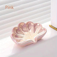 Ceramic Shell Soap Dish Self Draining Soap Holder