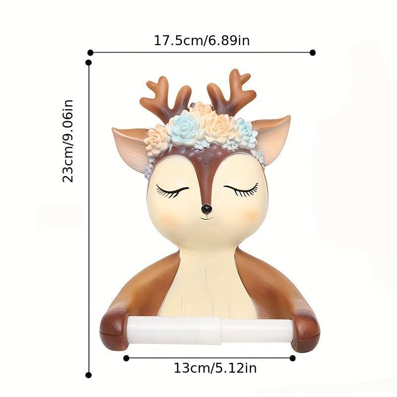 Deer Toilet Roll Holder Wall Mounted Bathroom Towel Storage Rack