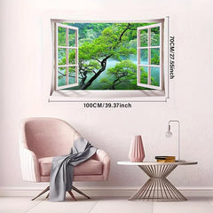 Window Tree Forest Wall Tapestry Art Decor Picnic Tablecloth Wall Hanging