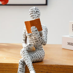 Letter Carving Reading Woman Decoration Ornament Resin Craft for Dining Table