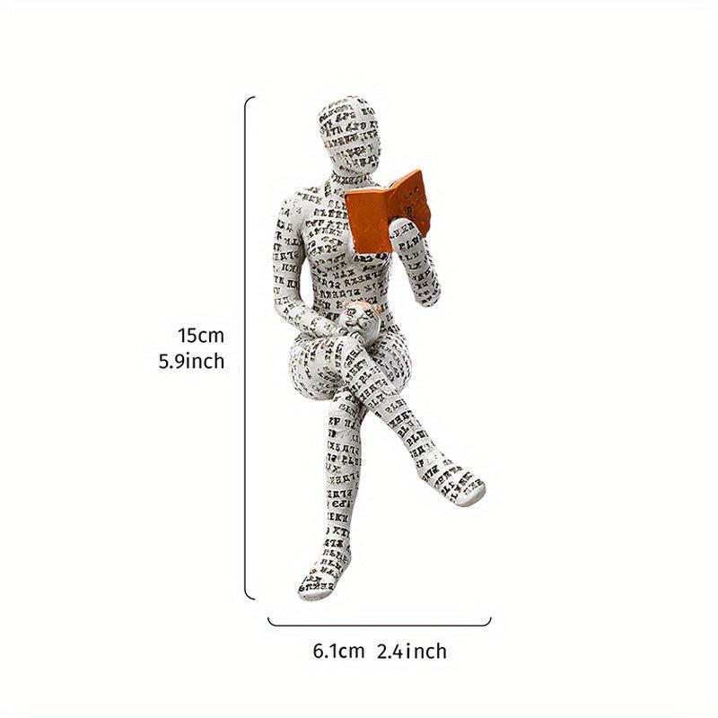Letter Carving Reading Woman Decoration Ornament Resin Craft for Dining Table