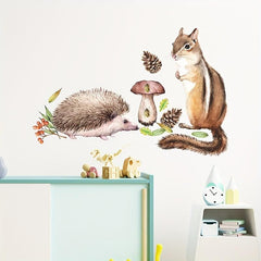 Cartoon Squirrel & Hedgehog Wall Sticker for Room Decoration