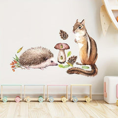 Cartoon Squirrel & Hedgehog Wall Sticker for Room Decoration