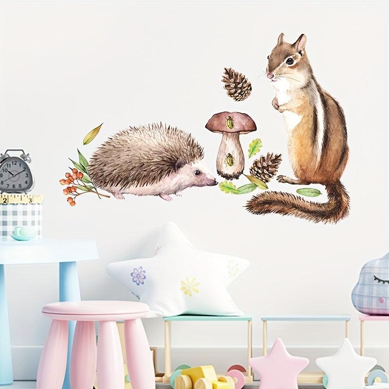 Cartoon Squirrel & Hedgehog Wall Sticker for Room Decoration