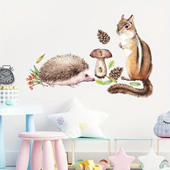 Cartoon Squirrel & Hedgehog Wall Sticker for Room Decoration