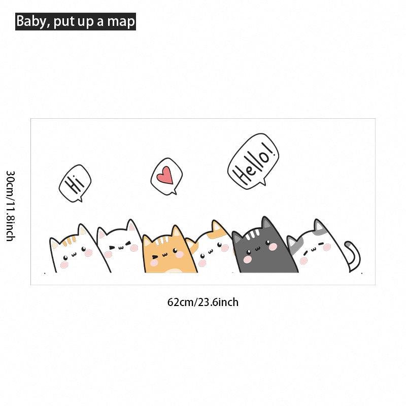 Modern Art Cartoon Six Cats Waterproof Sticker