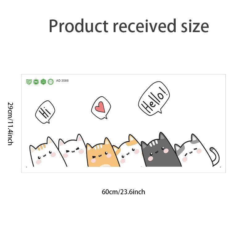 Modern Art Cartoon Six Cats Waterproof Sticker